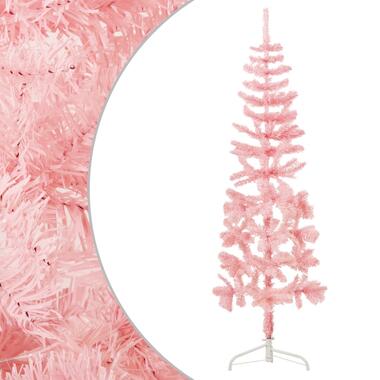 vidaXL Kunstkerstboom half met standaard smal 180 cm roze product