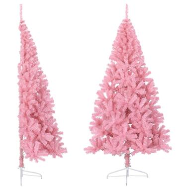 vidaXL Kunstkerstboom met standaard half 180 cm PVC roze product