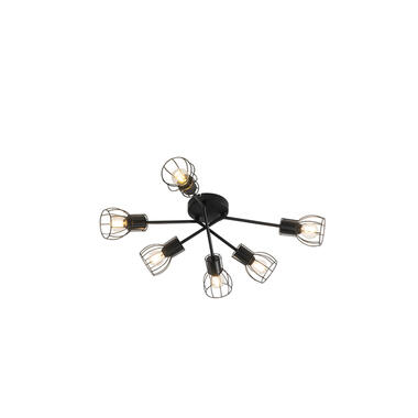 QAZQA Moderne plafondlamp zwart 65 cm 6-lichts - Botu product