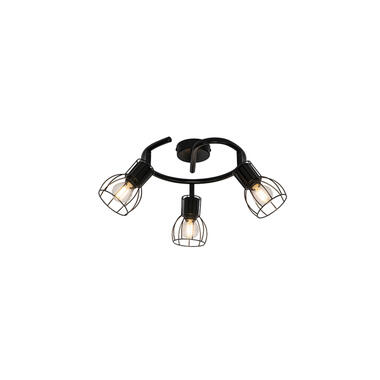 QAZQA Moderne plafondlamp zwart 50 cm rond 3-lichts - Botu product