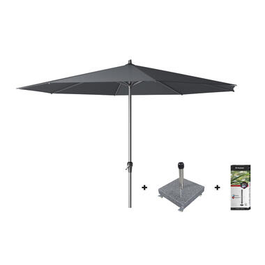 Platinum Riva stokparasol 3.5 m. rond - Antraciet met voet en hoes product