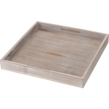 Dienblad/kaarsenbord - vierkant - L25 x B25 x H3 - grijs - hout product