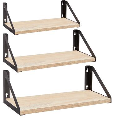 Set van 3 Wandplanken, Zwevende Boeken Planken- Licht bruin product