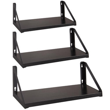 Set van 3 Wandplanken, Zwevende Boeken Planken, 30, 35 en 40 cm lang, Zwart product