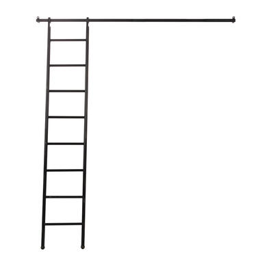 Rootsmann Industriële ladder met stang - Zwart - Metaal product