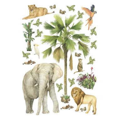 Sanders & Sanders muursticker - jungle dieren - groen - 65 x 42.5 cm - 601342 product