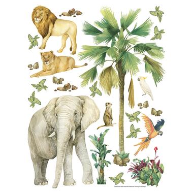 Sanders & Sanders muursticker - jungle dieren - groen - 85 x 65 cm - 601353 product