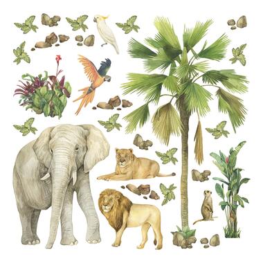 Sanders & Sanders muursticker - jungle dieren - groen - 30 x 30 cm - 601331 product