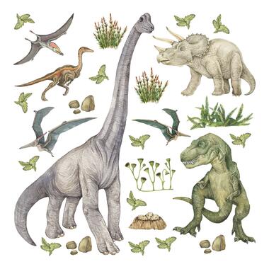 Sanders & Sanders muursticker - dinosaurussen - groen - 30 x 30 cm - 601333 product