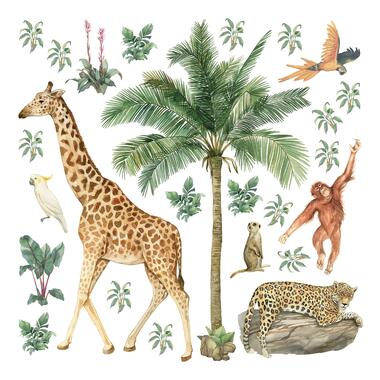 Sanders & Sanders muursticker - jungle dieren - jungle groen - 30 x 30 cm product