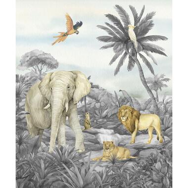 Sanders & Sanders fotobehang - jungle dieren - grijs - 2,25 x 2,7 m - 601204 product