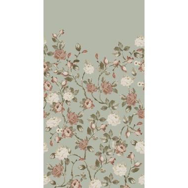 ESTAhome fotobehang - vintage bloemen - vergrijsd mintgroen en oudroze product