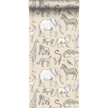 ESTAhome behang - jungle dieren - beige - 53 cm x 10,05 m - 139511 product