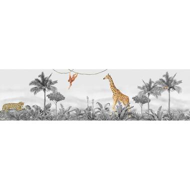 Sanders & Sanders zelfklevende behangrand - jungle dieren - grijs product