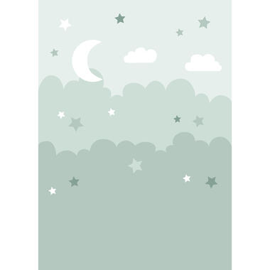 ESTAhome fotobehang - wolken en sterren - mintgroen - 200 x 279 cm - 159248 product