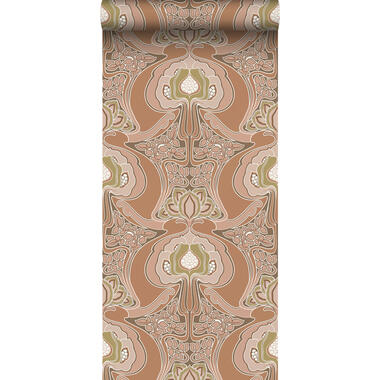 ESTAhome behang - vintage bloemen in art nouveau stijl - terracotta roze product