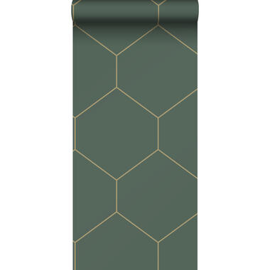 ESTAhome behang - hexagon - donkergroen en goud - 50 x 900 cm - 139558 product