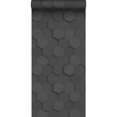 Origin Wallcoverings eco-texture vliesbehang - 3d hexagon motief - zwart product