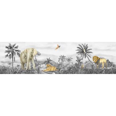 Sanders & Sanders zelfklevende behangrand - jungle dieren - grijs product