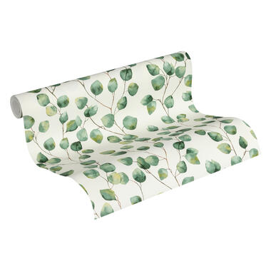 A.S. Création behang - bloemen - groen en wit - 53 cm x 10,05 m - AS-370441 product