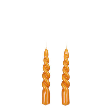 Mica Decorations Twist Kaars - Set van 2 - H15 x Ø2,2 cm - Oranje product