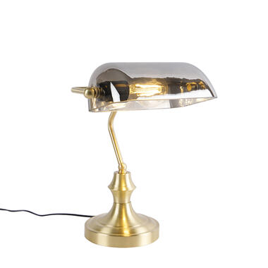 QAZQA Klassieke notarislamp goud met gerookt spiegel glas - Banker product