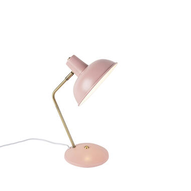 QAZQA Retro tafellamp roze met brons - Milou product