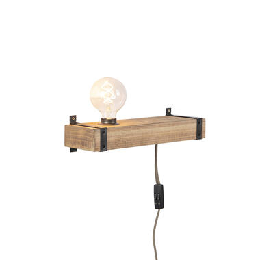 QAZQA Industriële wandlamp hout USB - Reena product