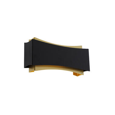 QAZQA Moderne wandlamp zwart met goud - Plats product