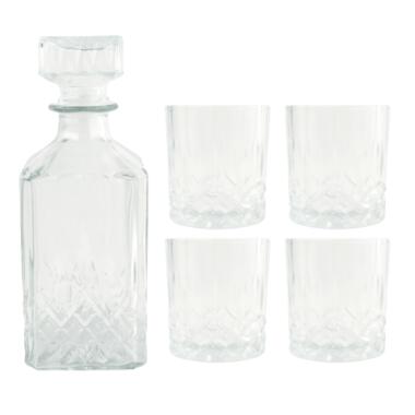 Orange85 Whisky Karaf met 4 glazen 5- Delig Transparant 900/230 ml Glas Set product