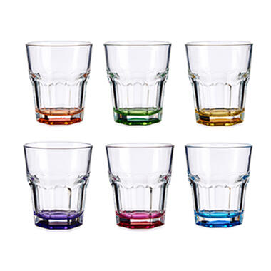 Vivalto Waterglazen/drinkglazen - 6x - kleurenmix - 285ml - 9 x 9,5 cm product