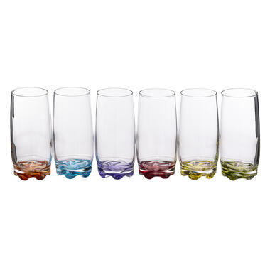 Secret de Gourmet Drinkglazen - 6 stuks - waterglazen - 380 ml - kleurenmix product