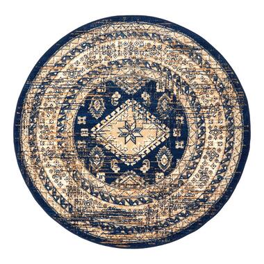 Interieur05 rond vintage vloerkleed Aila blauw - 160 x 160 cm product