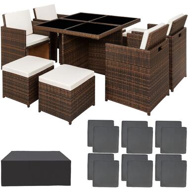 tectake - Manhattan tuinset-wicker meubelset- zwart/bruin product