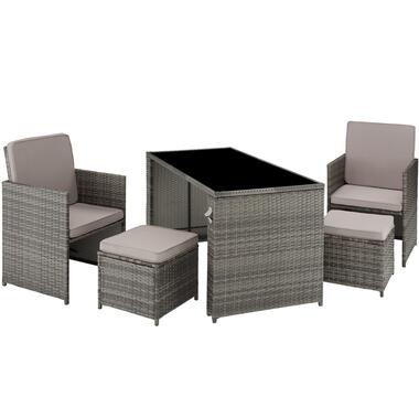 tectake - loungeset Palermo - wicker - grijs product