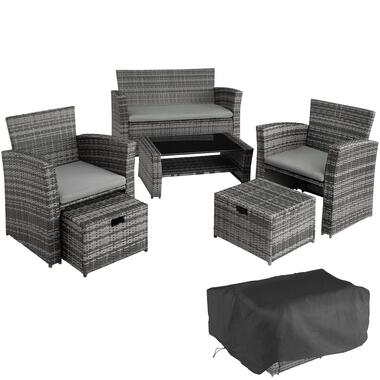 tectake - loungeset Modena- Wicker - grijs - incl. beschermhoes product