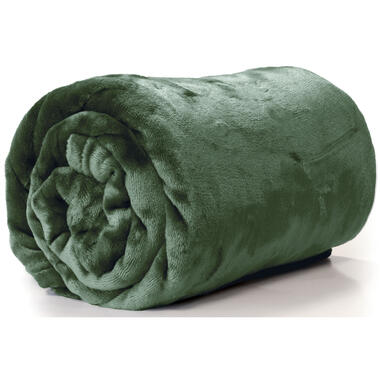 Unique Living Plaid/deken - fleece - pesto groen - polyester - 130 x 180 cm product