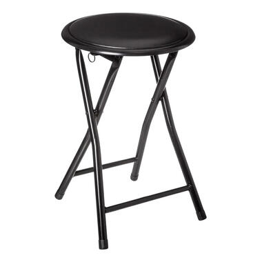 5five Bijzet krukje/stoel - Opvouwbaar - zwart/zwart - 46 cm product