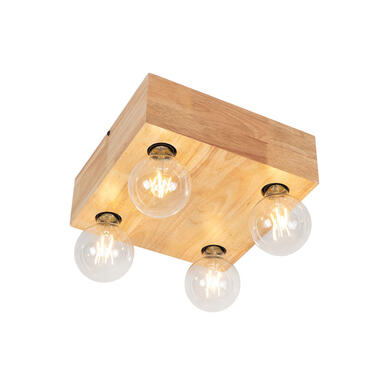 QAZQA Landelijke plafondlamp natuurlijk hout 4-lichts - Bloc product