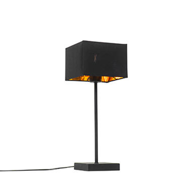 QAZQA Moderne tafellamp zwart stoffen kap zwart met goud - VT 1 product