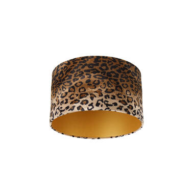 QAZQA Velours lampenkap luipaard dessin 35/35/20 gouden binnenkant product