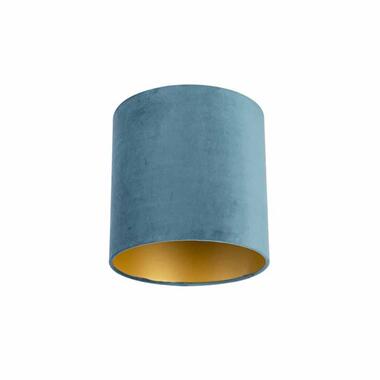 Qazqa lampenkap cilinder velours blauw product