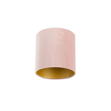 Qazqa lampenkap cilinder velours roze product