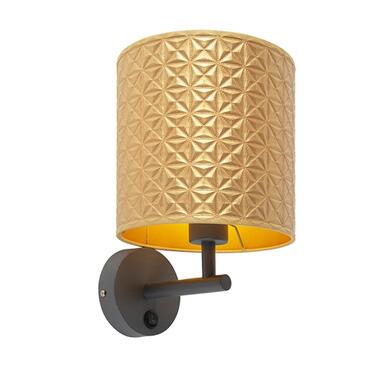QAZQA Vintage wandlamp donkergrijs met goud triangle kap - Matt product