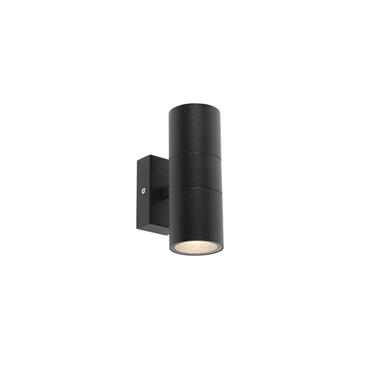 QAZQA Buitenwandlamp zwart 2-lichts IP44 - Duo product