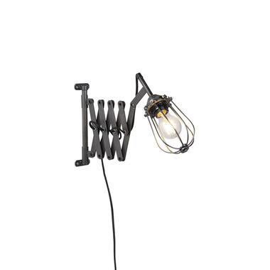 QAZQA Industriële wandlamp zwart verstelbaar - Scissors Cage product