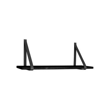 Forno Shelf - Shelf in zwart met zwarte leren banden 80x20 cm product