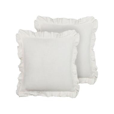 Beliani Sierkussen PIERIS - Wit linnen, katoen product