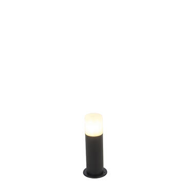QAZQA Staande buitenlamp zwart met opaal kap wit 30 cm IP44 - Odense product
