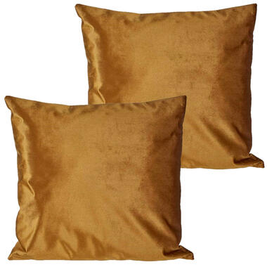 Giftdecor Bank/Sier kussens voor binnen velvet goud 45 x 45 x 13 cm - 4x stuks product
